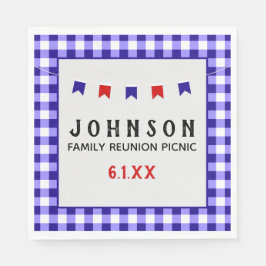 Blue Checkered Tablecloth Summer Picnic Party Serviette