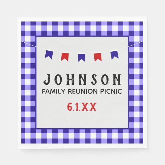 Blue Checkered Tablecloth Summer Picnic Party Serviette (Vorderseite)