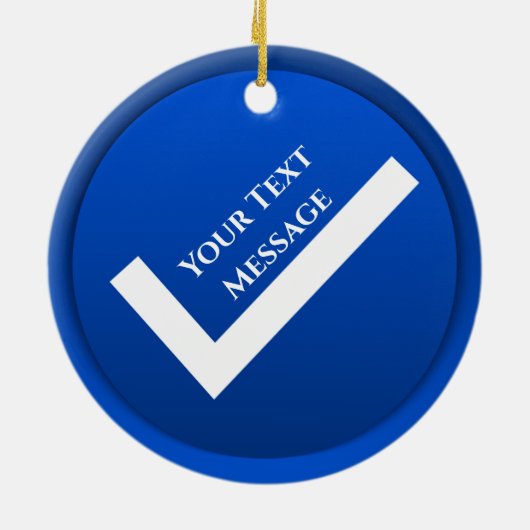 Blue Checkmark Symbol Weihnachten Keramik Ornament (Hinten)