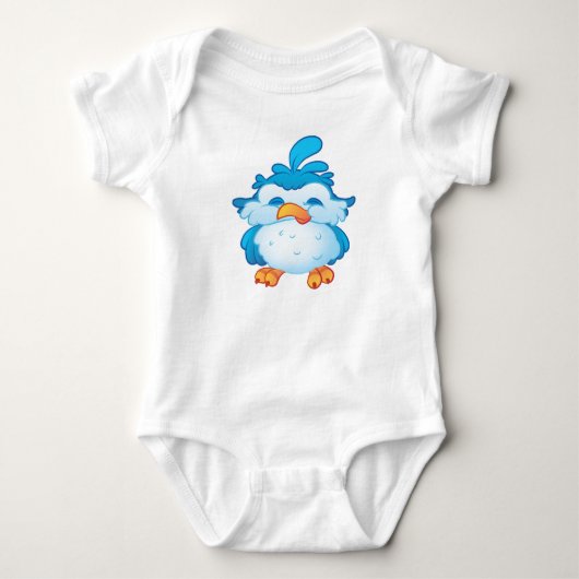 Blue Cheeky Bird Bodysuit Baby Strampler (Vorderseite)
