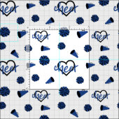 Blue Cheer Hearts, Pom Poms, Megaphone Muster Stoff (Kachel)