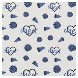 Blue Cheer Hearts, Pom Poms, Megaphone Muster Stoff