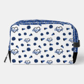 Blue Cheer Hearts, Pom Poms, Megaphone Muster Waschbeutel (Rückseite)