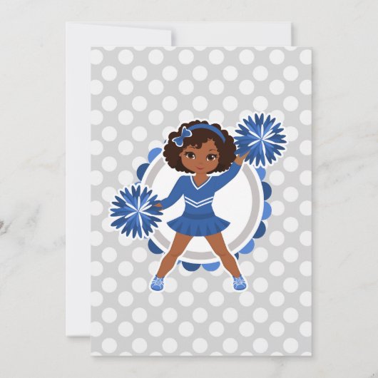 Blue Cheerleader - African American Birthday Einladung (Rückseite)