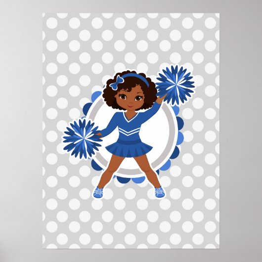 Blue Cheerleader African American  - Cute Cheer Poster (Vorne)