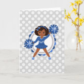Blue Cheerleader African American Karte (Gelbe Blume)