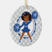 Blue Cheerleader African American - Niedlich Cheer Keramik Ornament (Rechts)