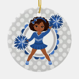 Blue Cheerleader African American - Niedlich Cheer Keramik Ornament