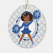Blue Cheerleader African American - Niedlich Cheer Keramik Ornament (Links)