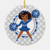 Blue Cheerleader African American - Niedlich Cheer Keramik Ornament (Hinten)