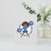 Blue Cheerleader African American - Niedlich Cheer Postkarte (Stehend Vorderseite)