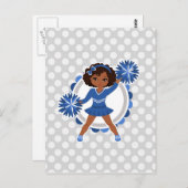 Blue Cheerleader African American - Niedlich Cheer Postkarte (Vorne/Hinten)