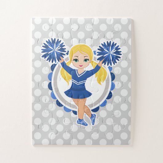 Blue Cheerleader Blonde - Niedlich Cheer Puzzle (Vertikal)