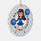 Blue Cheerleader Brünett - Niedlich Cheerleader Keramik Ornament (Rechts)