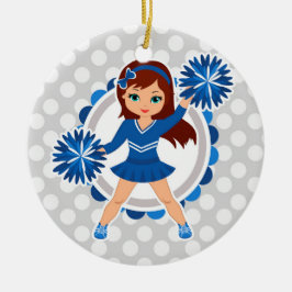 Blue Cheerleader Brünett - Niedlich Cheerleader Keramik Ornament