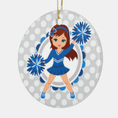 Blue Cheerleader Brünett - Niedlich Cheerleader Keramik Ornament (Links)