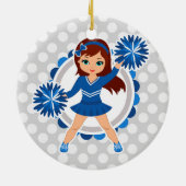 Blue Cheerleader Brünett - Niedlich Cheerleader Keramik Ornament (Hinten)