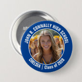 Blue Cheerleader Foto High School Spirit Button (Vorne & Hinten)