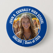 Blue Cheerleader Foto High School Spirit Button (Vorderseite)