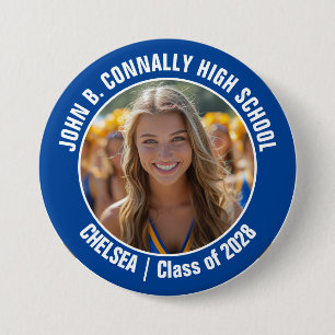 Blue Cheerleader Foto High School Spirit Button