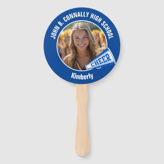 Blue Cheerleader Photo High School Parent Fächer (Vorderseite)