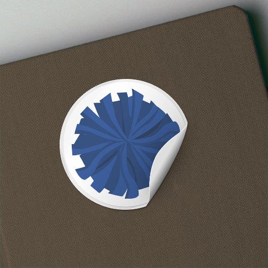 Blue Cheerleader Pom Pom Runder Aufkleber