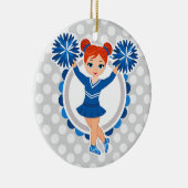 Blue Cheerleader Redhead - Niedlich Cheer Keramik Ornament (Rechts)