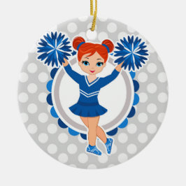 Blue Cheerleader Redhead - Niedlich Cheer Keramik Ornament