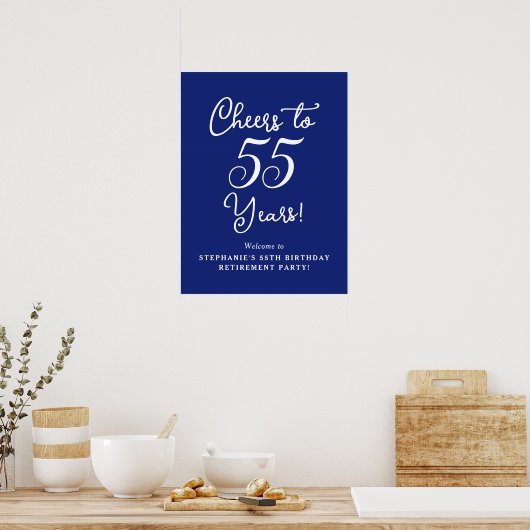 Blue Cheers to 55 Years Retirement Willkommen Poster (Küche)