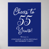 Blue Cheers to 55 Years Retirement Willkommen Poster (Vorne)