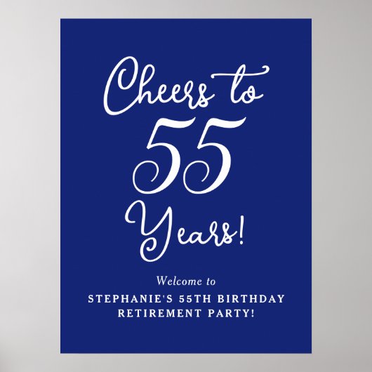 Blue Cheers to 55 Years Retirement Willkommen Poster (Vorne)
