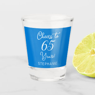 Blue Cheers to 65 Years 65. Geburtstagsparty Schnapsglas