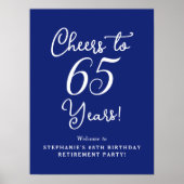 Blue Cheers to 65 Years Retirement Willkommen Poster (Vorne)
