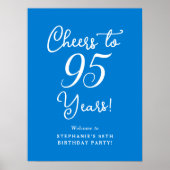 Blue Cheers to 95 Years Birthday Party Sign Poster (Vorne)
