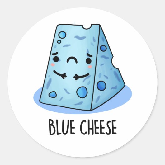 Blue Cheese Funny Sad Pun Runder Aufkleber (Vorderseite)