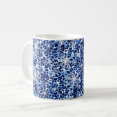 Blue Cheetah Glitzern Coffee Tasse (Vorderseite Links)