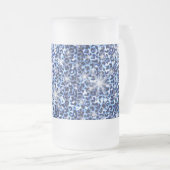 Blue Cheetah Glitzern Mattiert Glass Beer Tasse (VorderseiteRechts)