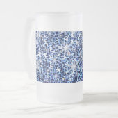 Blue Cheetah Glitzern Mattiert Glass Beer Tasse (Vorderseite Links)