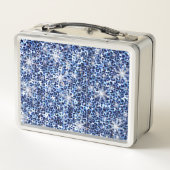 Blue Cheetah Glitzern Metall Brotdose (Rückseite)