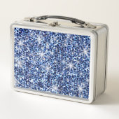 Blue Cheetah Glitzern Metall Brotdose (Vorderseite)