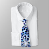 Blue Cheetah Glitzern Neck Tie Krawatte (Gebunden)