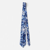 Blue Cheetah Glitzern Neck Tie Krawatte (Vorderseite)