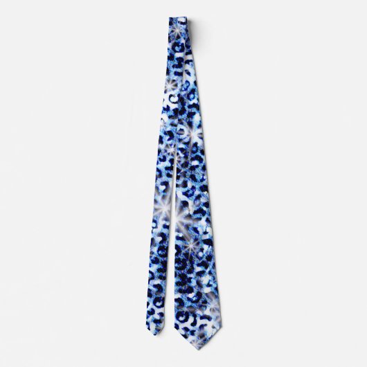Blue Cheetah Glitzern Neck Tie Krawatte (Rückseite)