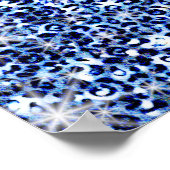 Blue Cheetah Glitzern Poster (Ecke)
