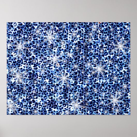 Blue Cheetah Glitzern Poster (Vorne)