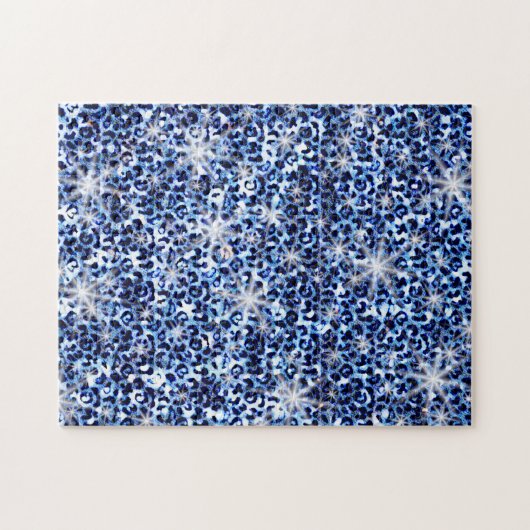Blue Cheetah Glitzern Puzzle (Horizontal)