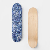 Blue Cheetah Glitzern Skateboard (Vorderseite)