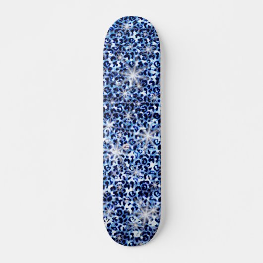 Blue Cheetah Glitzern Skateboard (Vorne)