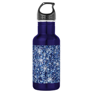 Blue Cheetah Glitzern Stainless Steel Water Bottle Edelstahlflasche