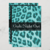 Blue Cheetah Lace Print Junggeselinnen-Abschied Einladung (Vorne/Hinten)